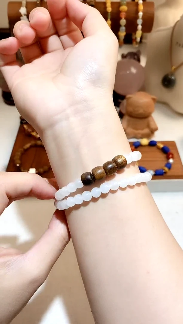 未镶嵌手串和田玉白玉diy双圈手串 6 多样性发一
