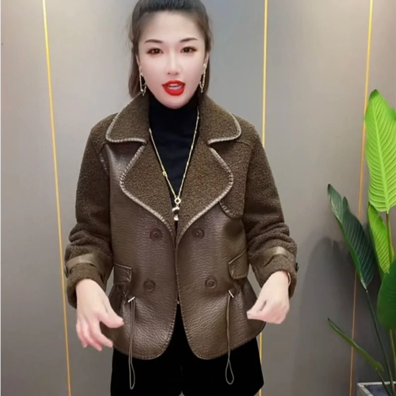 泰迪绒双面穿人造皮毛一体外套女士短款皮衣新款秋冬季时尚皮夹克