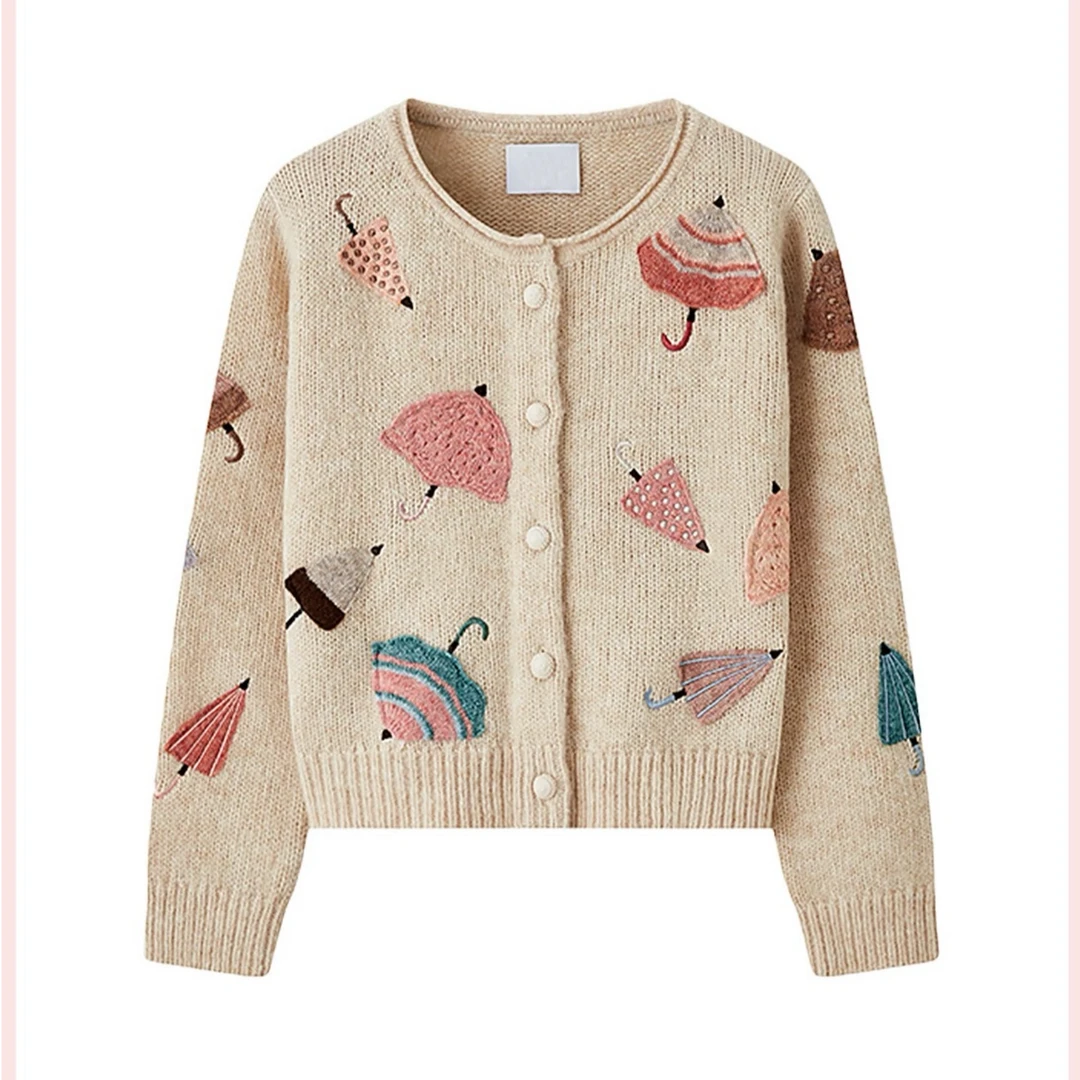 【雨伞】复古钩针多色雨伞针织开衫2025秋冬休闲毛衣上衣.F2589