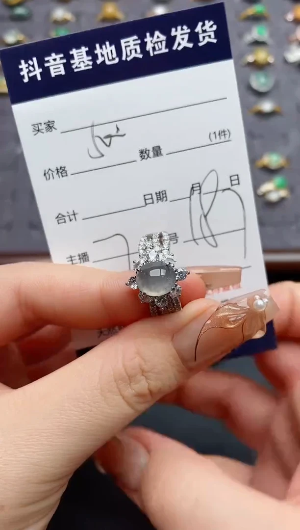 银S925镶嵌戒指翡翠Y**i.