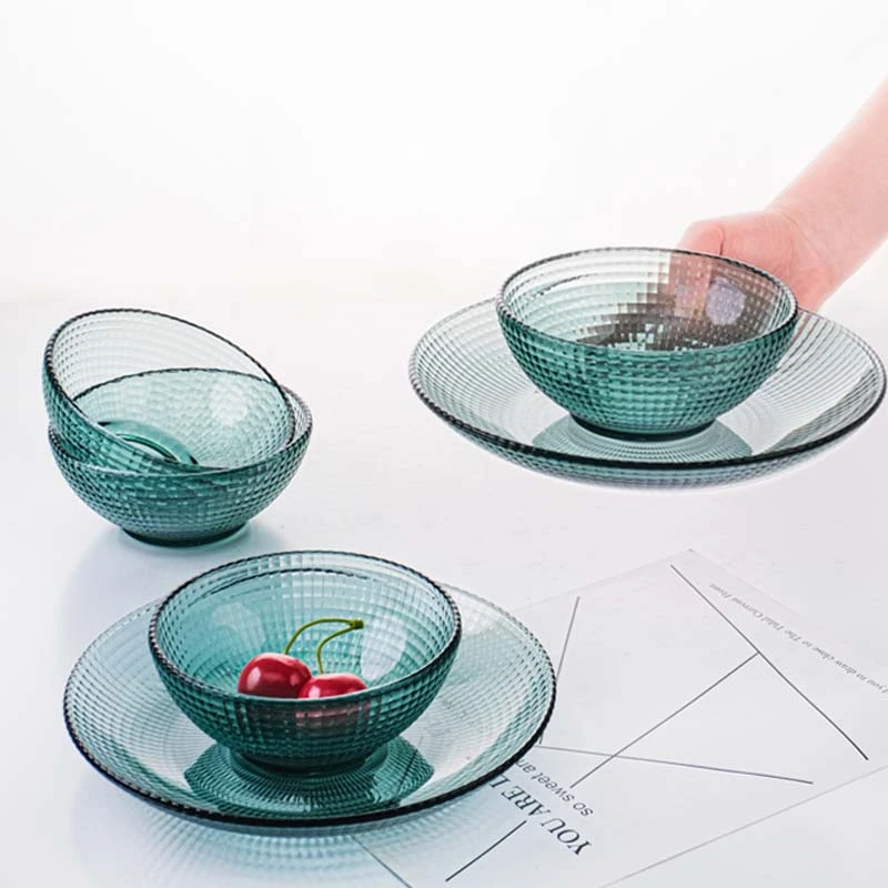 2025新款碗盘湖绿色家用高硼硅玻璃餐具耐高温可微波高颜值创意
