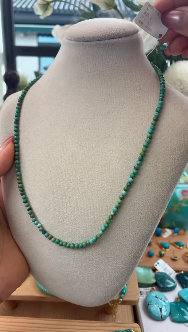 银S925镀金镶嵌绿松石项链1