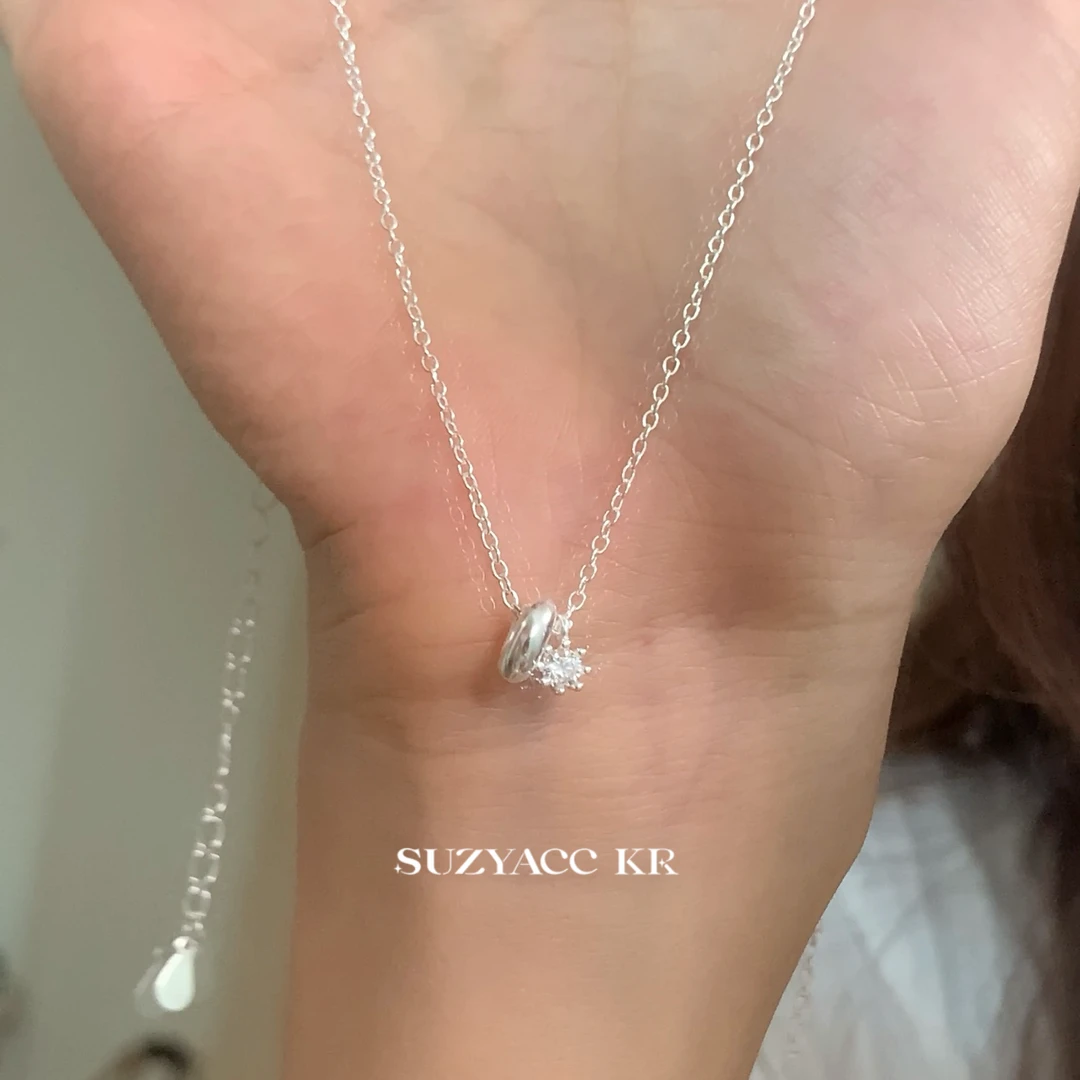 Suzyacc Kr 链子925银合成锆石 【环星】圆环锆石项链气质DX0271