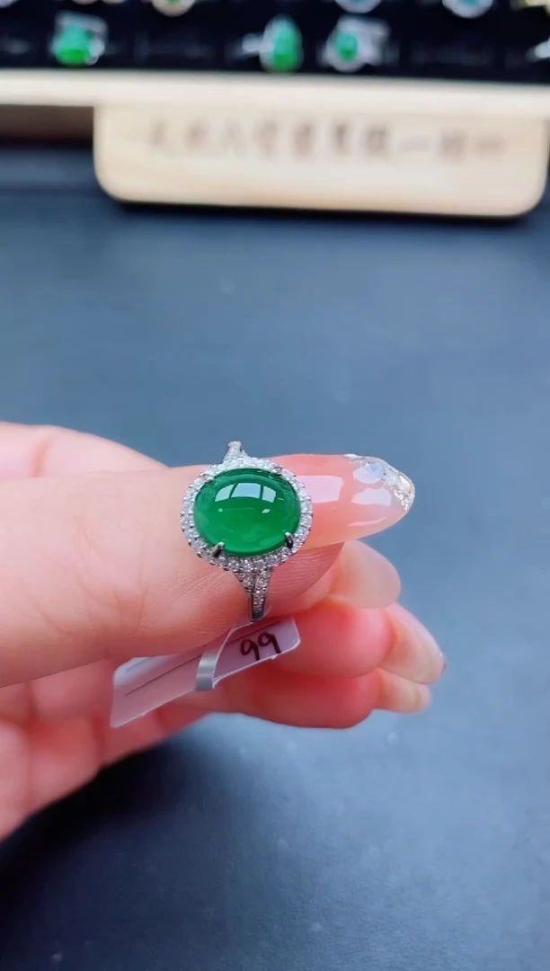 银S925镶嵌戒指翡翠1