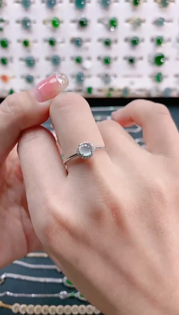 【闪购商品】翡翠戒指银S925镶嵌天然翡翠