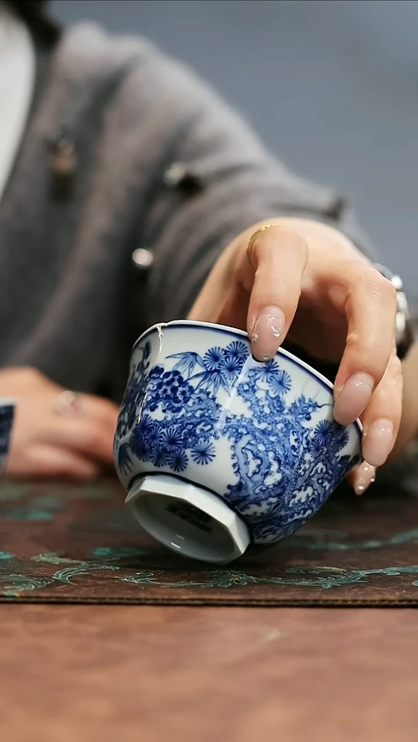 镹曰陶柴窑手工手绘青花