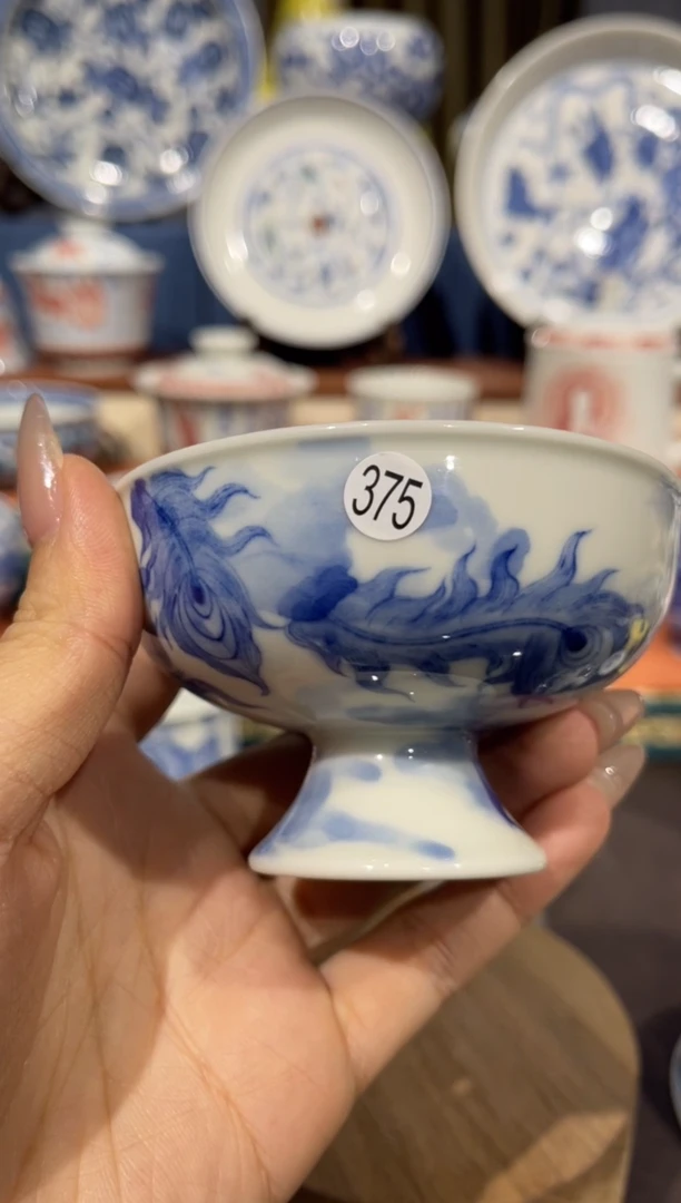 话*人375青花凤凰高足杯lf101
