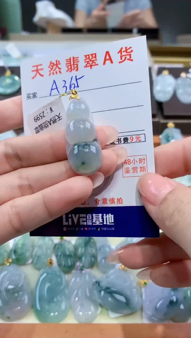 颈饰18K金镶嵌翡翠天然翡翠A货挂件