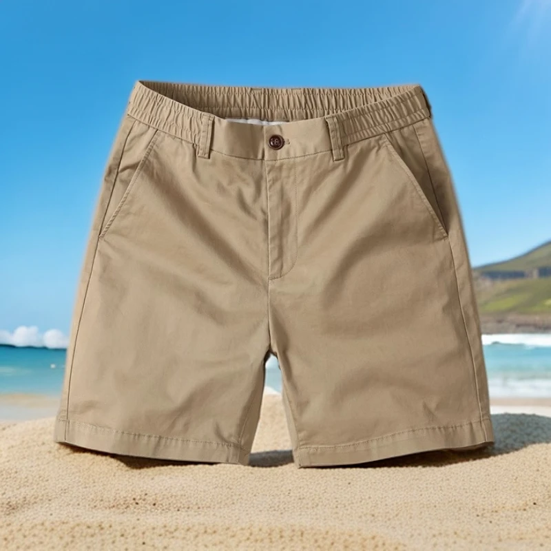 夏季薄款男士休闲短裤水洗做旧纯棉松紧腰四分裤百搭运动三分短裤