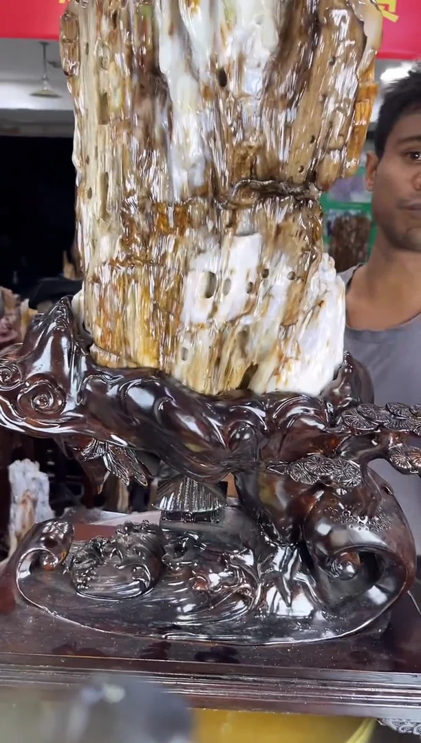 缅甸天然树化玉精品摆件