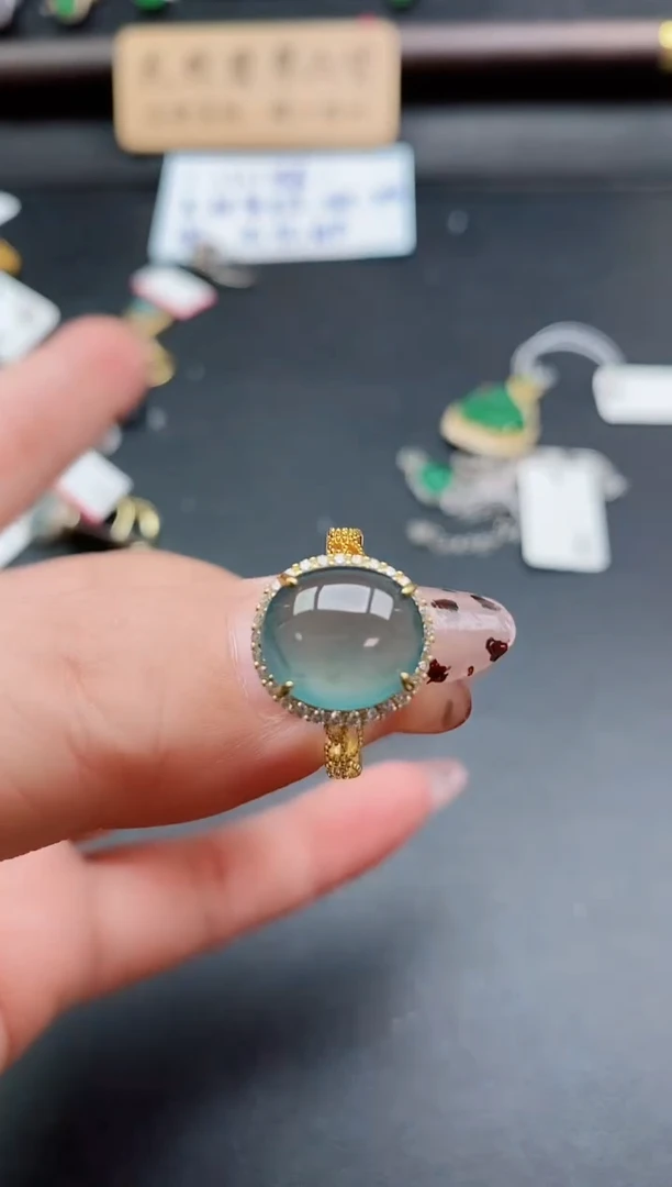 银S925镶嵌戒指翡翠1