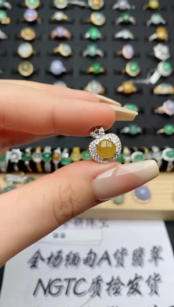 翡翠戒指银S925镶嵌柳*.............