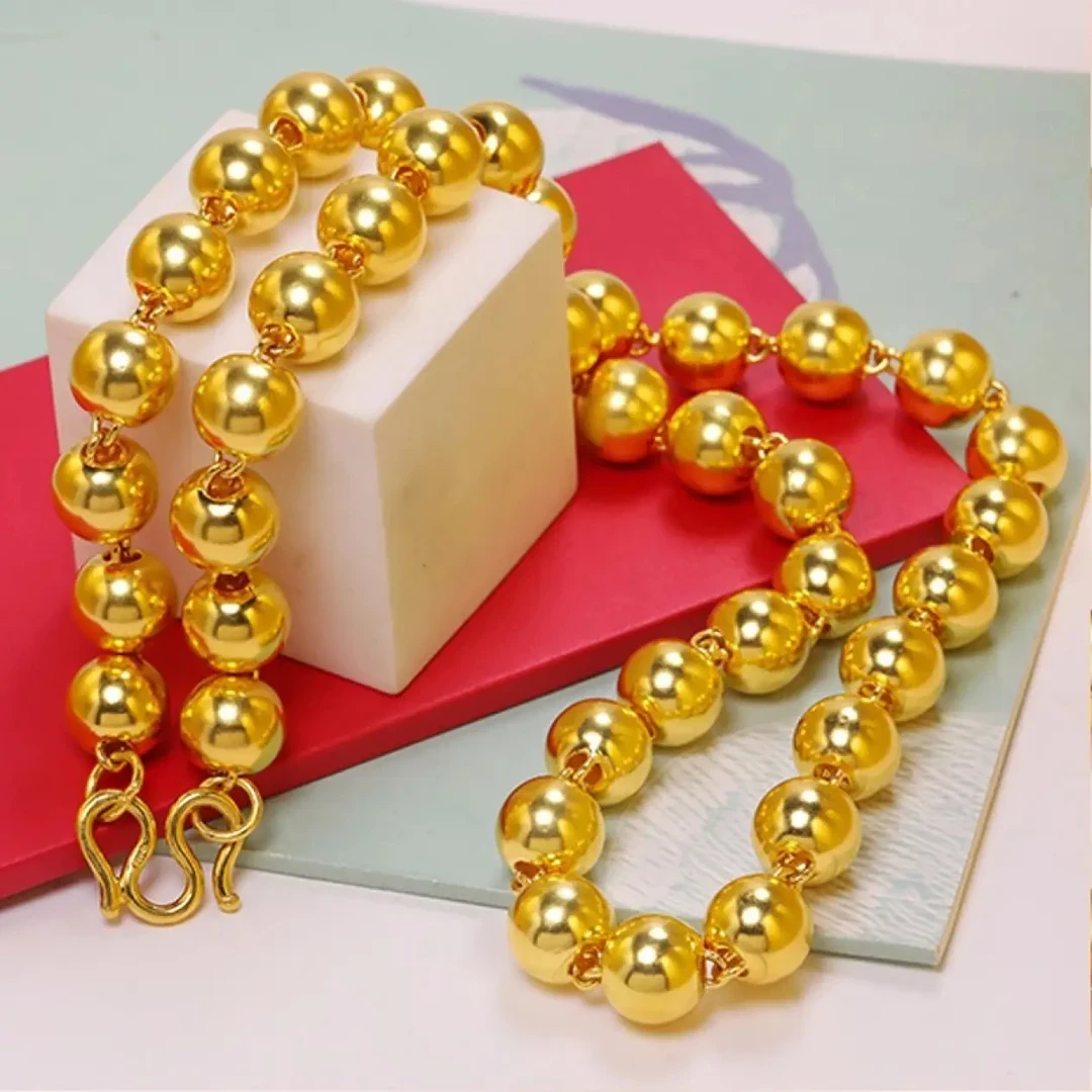 铜合金项链 经典实心圆珠项链 气质时尚潮流素款不掉色