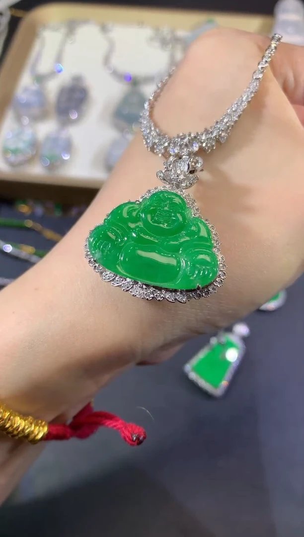 吊坠(不含链)18K金镶嵌翡翠71-佛公（不含链和扣