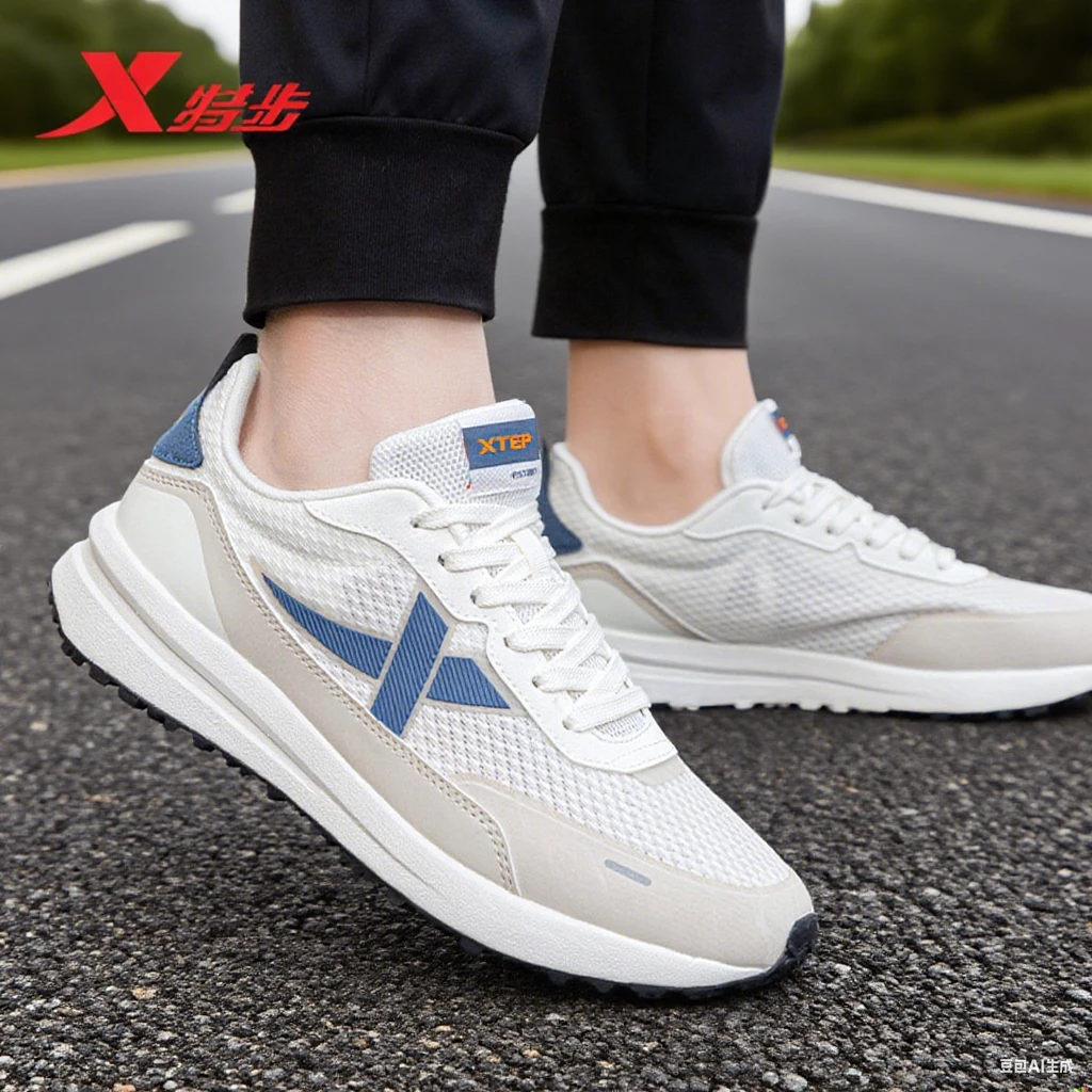 特步男鞋秋季透气网面休闲鞋2025新款老爹鞋子网面跑步鞋运动鞋G