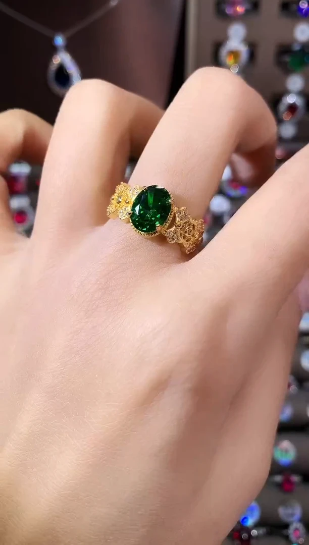 银S925镶嵌戒指碧玺79金