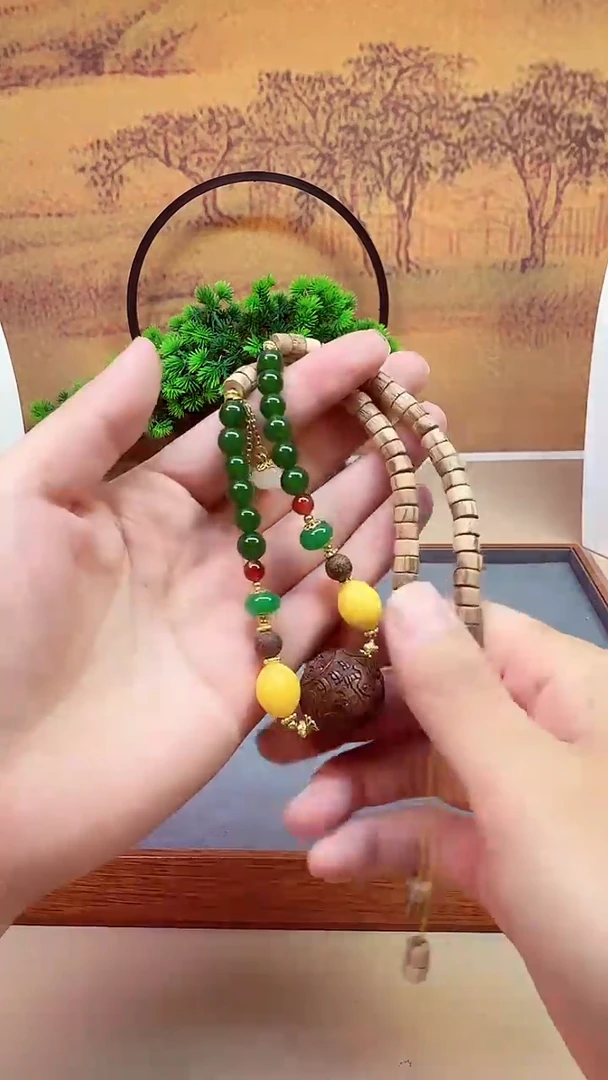 蜜蜡颈饰14K金镶嵌A373