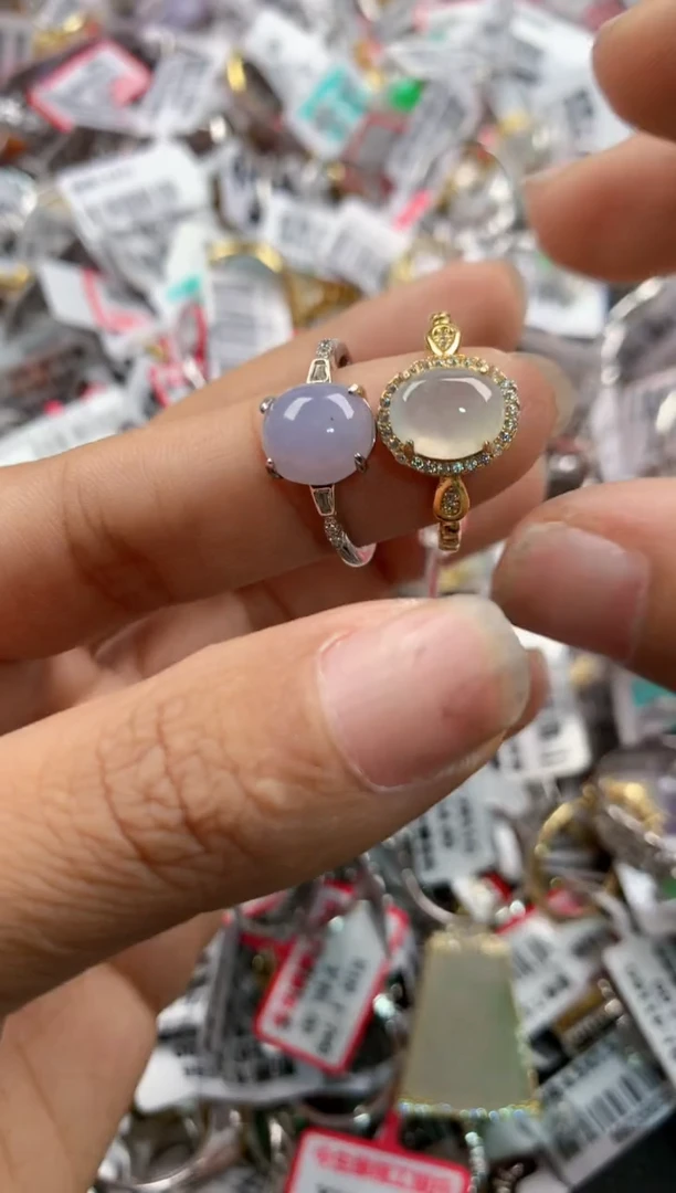 银S925镶嵌戒指翡翠10    1