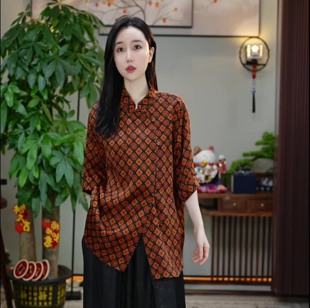 金禧禧【小饼干】香云纱花罗上衣J23365A-2