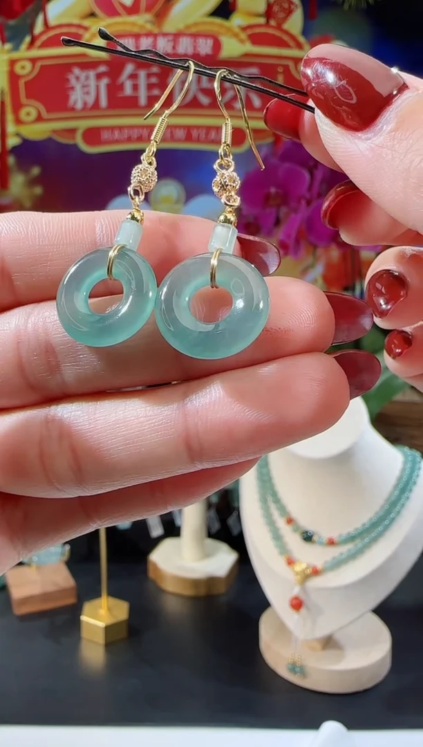 【闪购商品】翡翠耳饰合金甜甜圈多样性发一