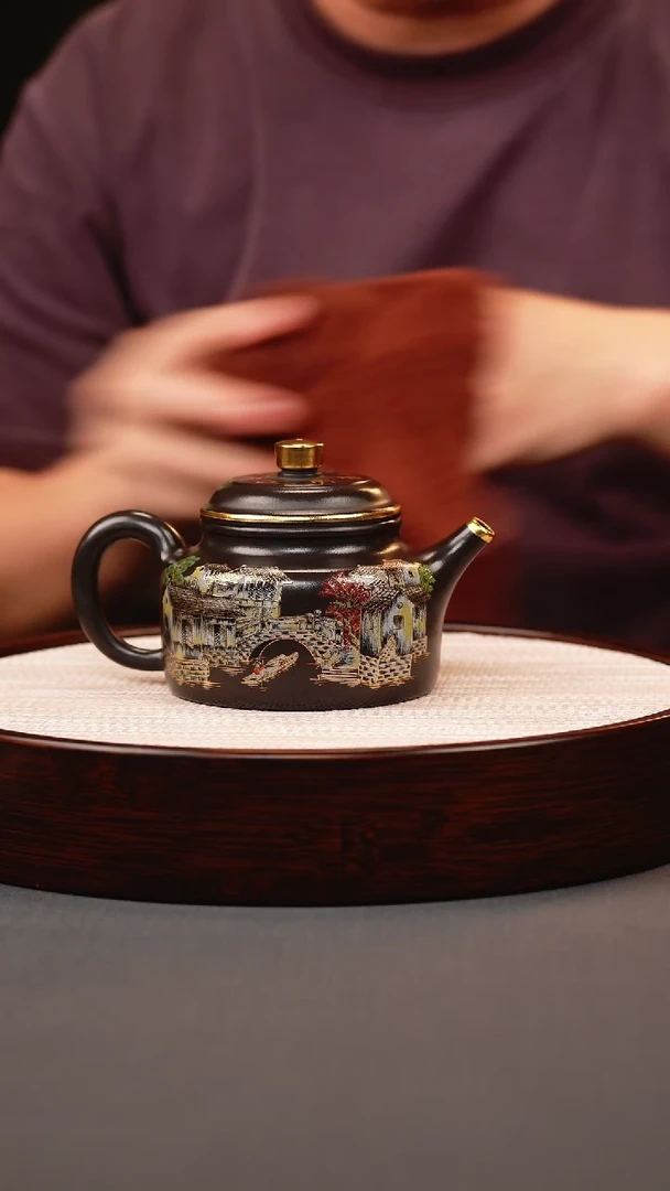 茶壶紫砂石黄珐琅彩忆江南德钟