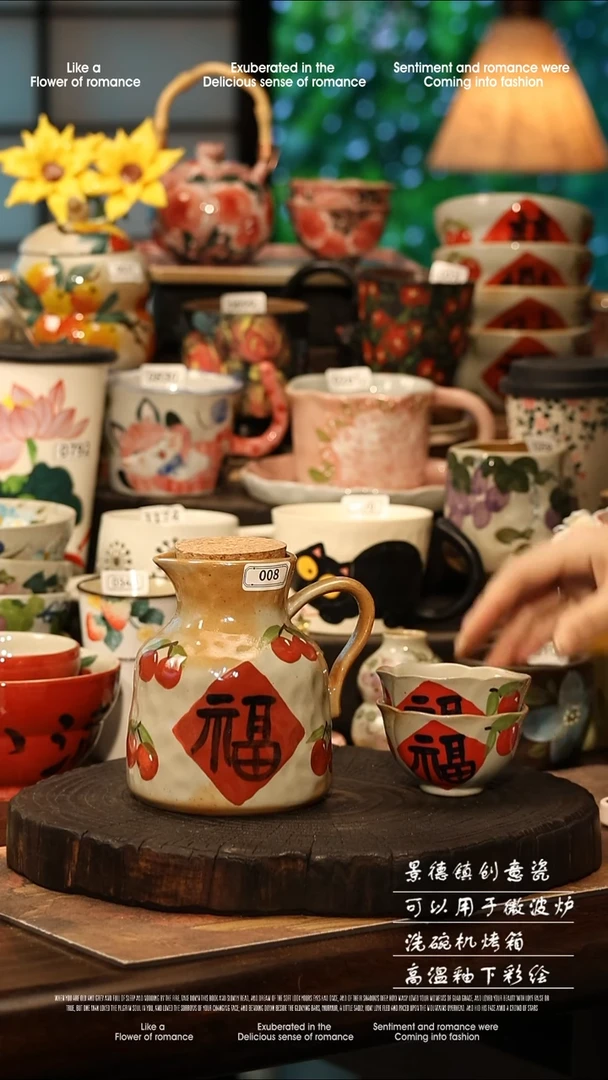 陶瓷景德镇高温釉下彩手工手绘款式@A0008@