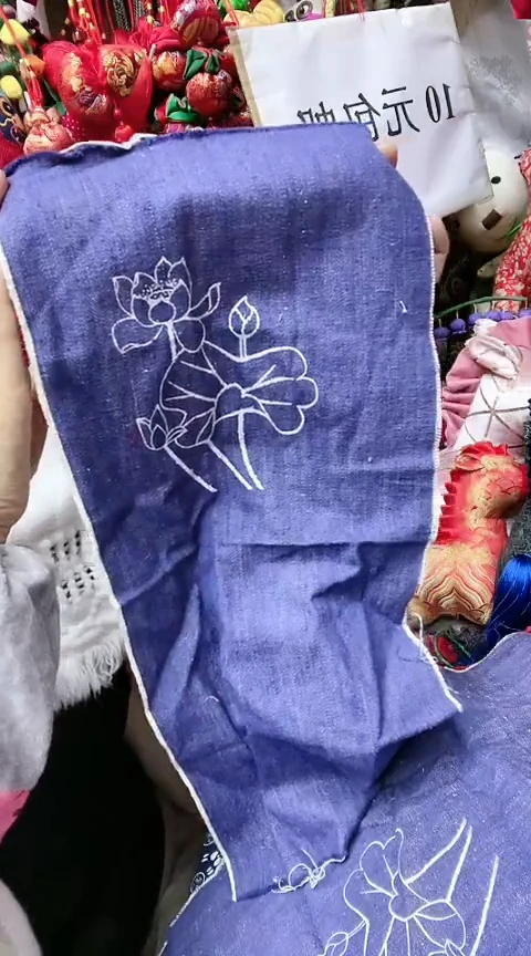 混纺荷花布片1片