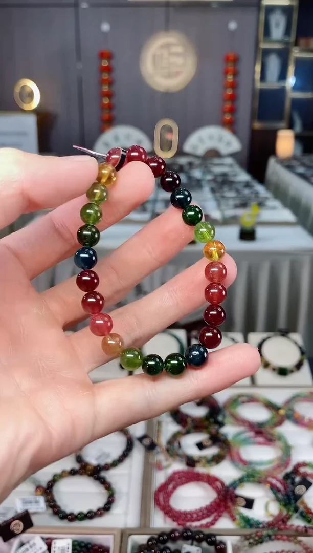 未镶嵌收藏级老矿碧玺单圈手串7mm+碧玺多样性发货一条xion