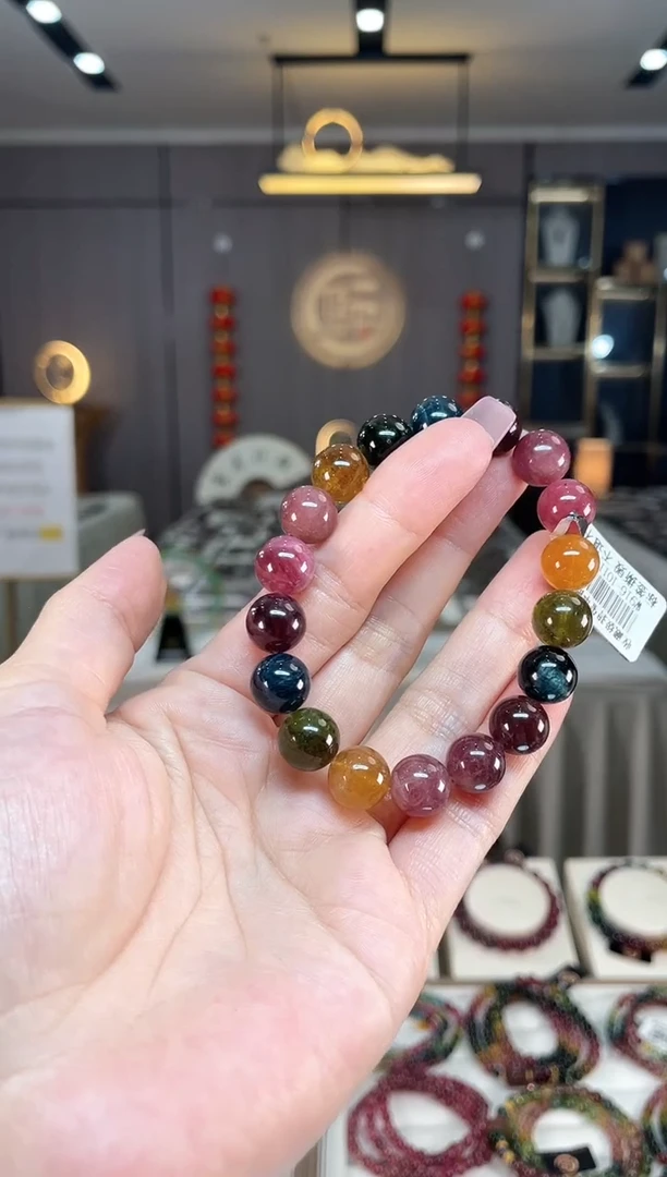 未镶嵌透体老矿碧玺单圈手串10mm+碧玺hon多样性发一条