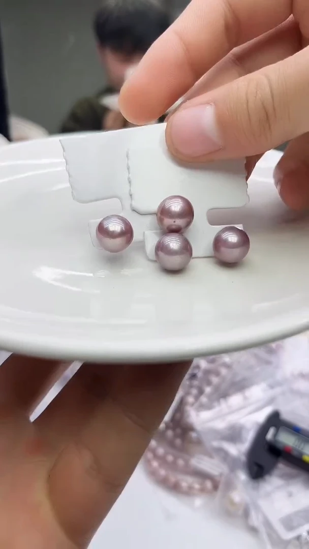 未镶嵌耳饰淡水珍珠紫色系耳饰