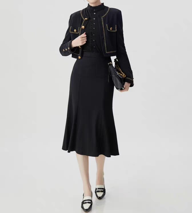 哥弟阿玛施正半身裙鱼尾裙气质轻奢连衣裙高腰女装半裙时尚