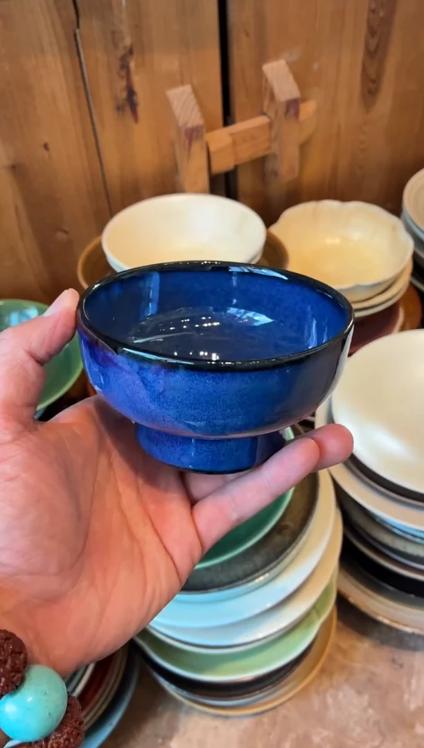 瓷片全量 4.5寸季蓝小高足