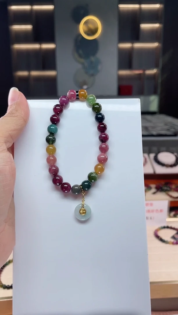 未镶嵌老矿碧玺单圈手串8mm+碧玺（多样性发一条）Q