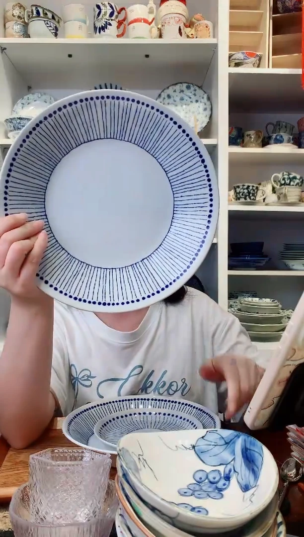 陶瓷苍十草24cm大深盘