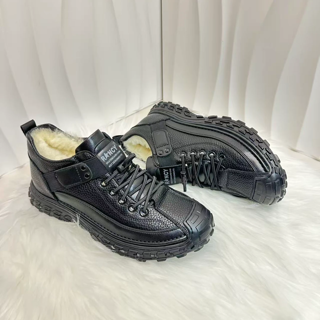 9003-7纯色休闲风冬季休闲皮鞋高帮皮鞋中跟低跟