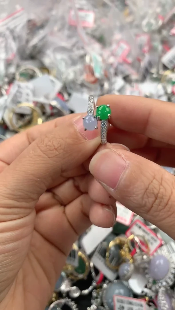 银S925镶嵌戒指翡翠333             8