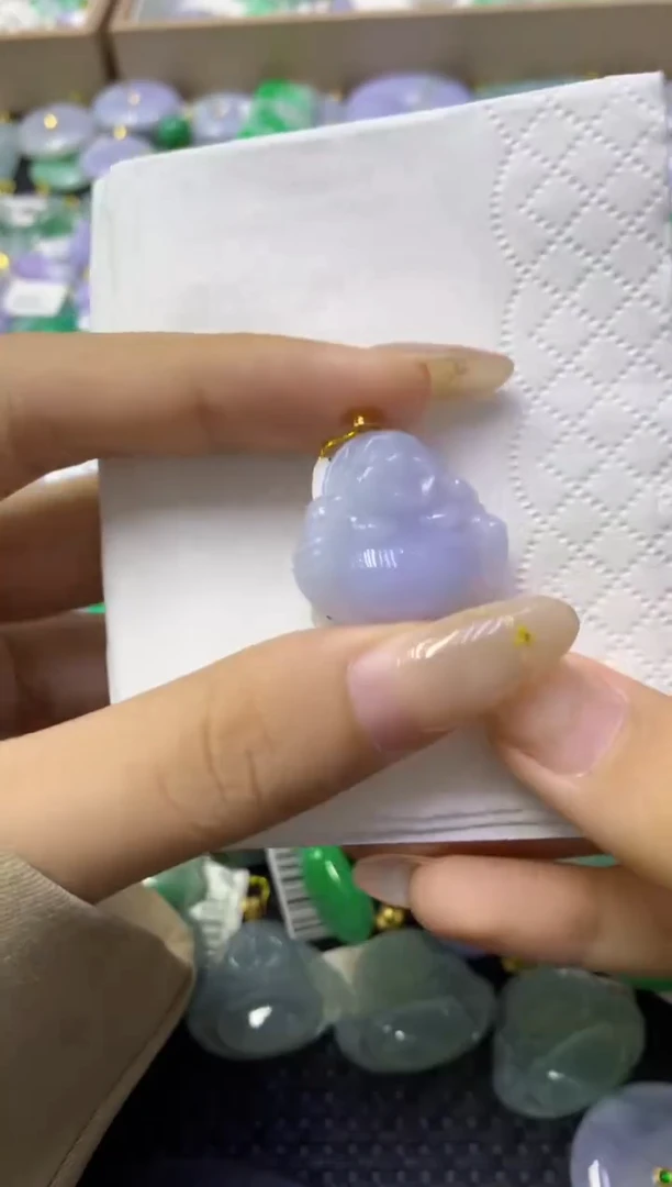 颈饰18K金镶嵌翡翠天然缅甸翡翠A货