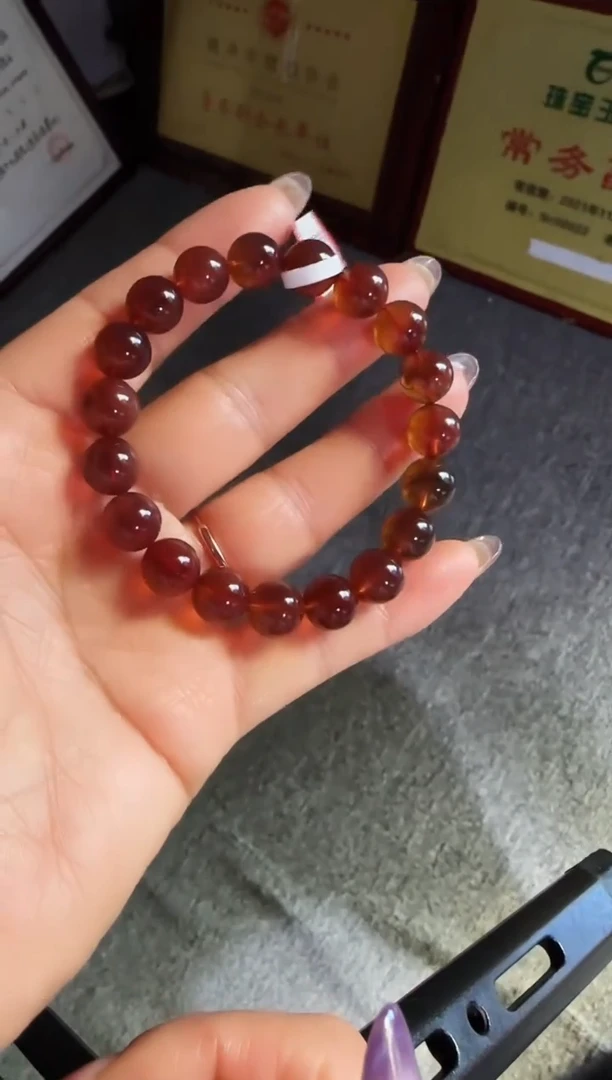 手串琥珀未镶嵌#55缅甸琥珀紫罗兰手串9mm