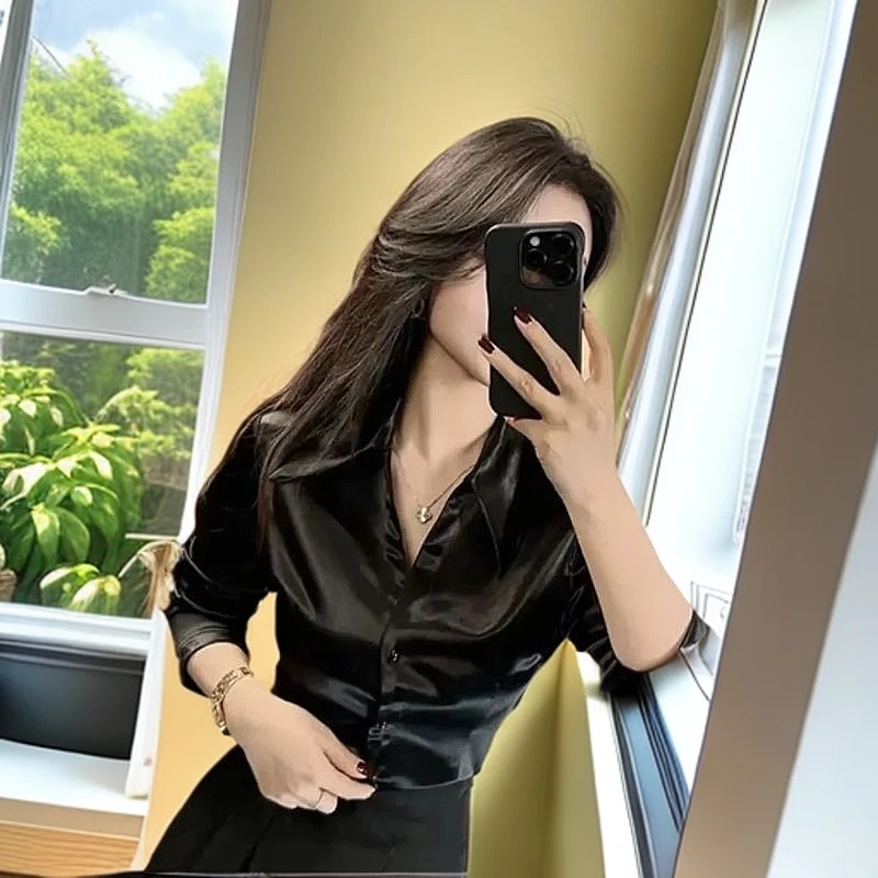 【F5专属】加绒加厚2024新款重磅醋酸复古衬衣开衫单排扣开衫衬衣