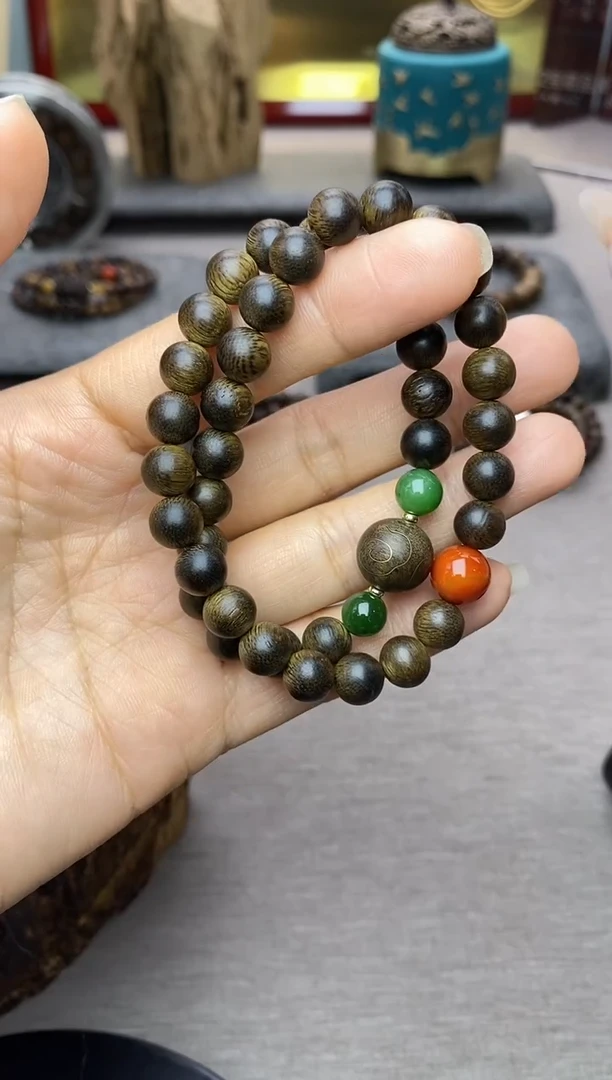 【闪购商品】沉香手串芽庄黄棋楠沉水老料0.8＋祥云1.2设计