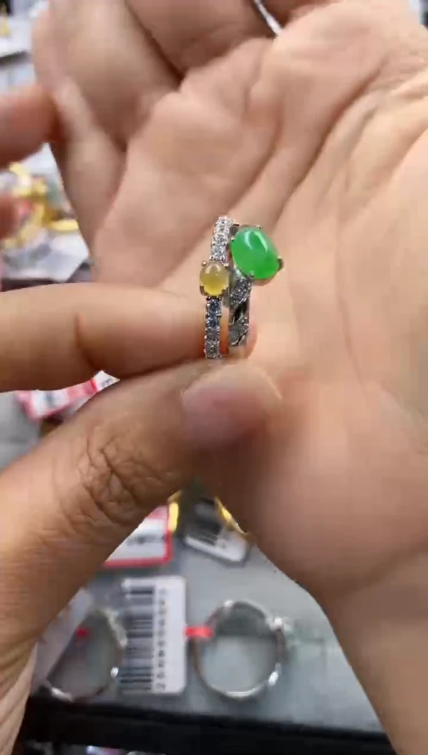 银S925镶嵌戒指翡翠111            4