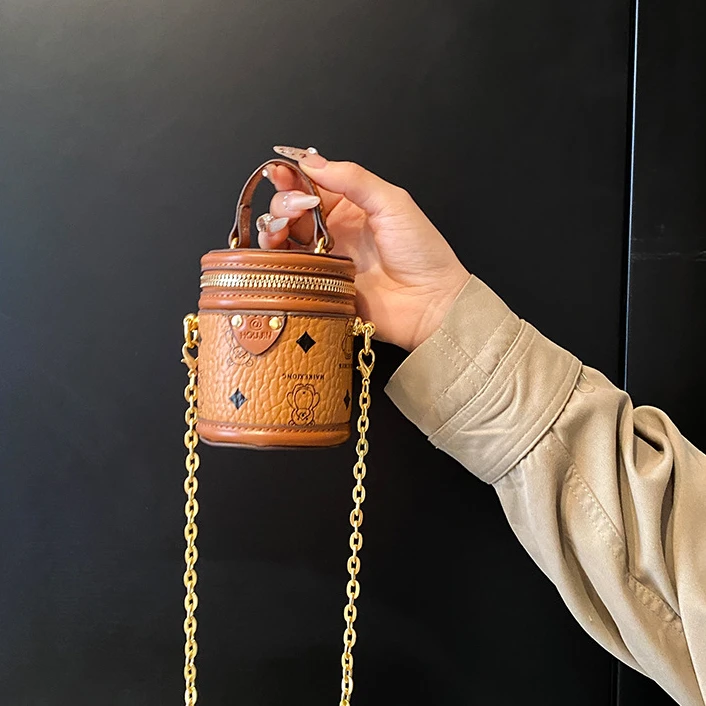 ins复古春夏季新款女包复古迷你小水桶发财筒手拎斜跨小挎包包女