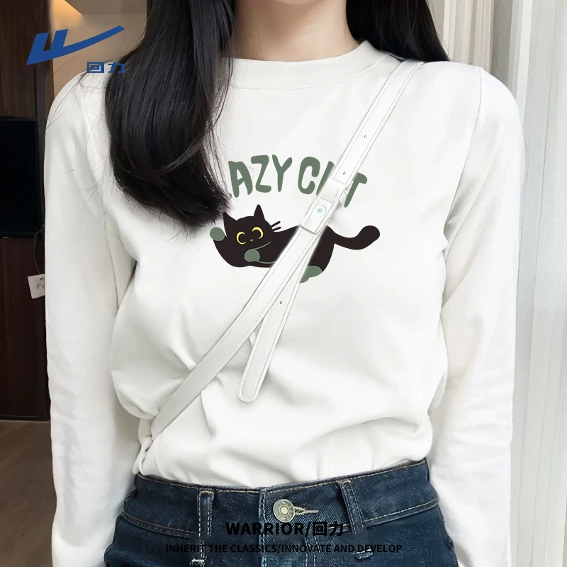 【回力】长袖T恤女2025卡通韩版打底衫春秋套头ins宽松休闲长袖上衣