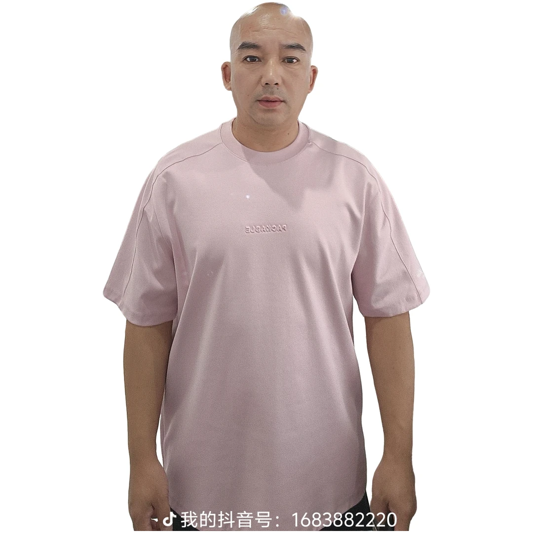 【5851】男士夏季休闲时尚落肩圆领扩版亲肤短袖T恤棉质