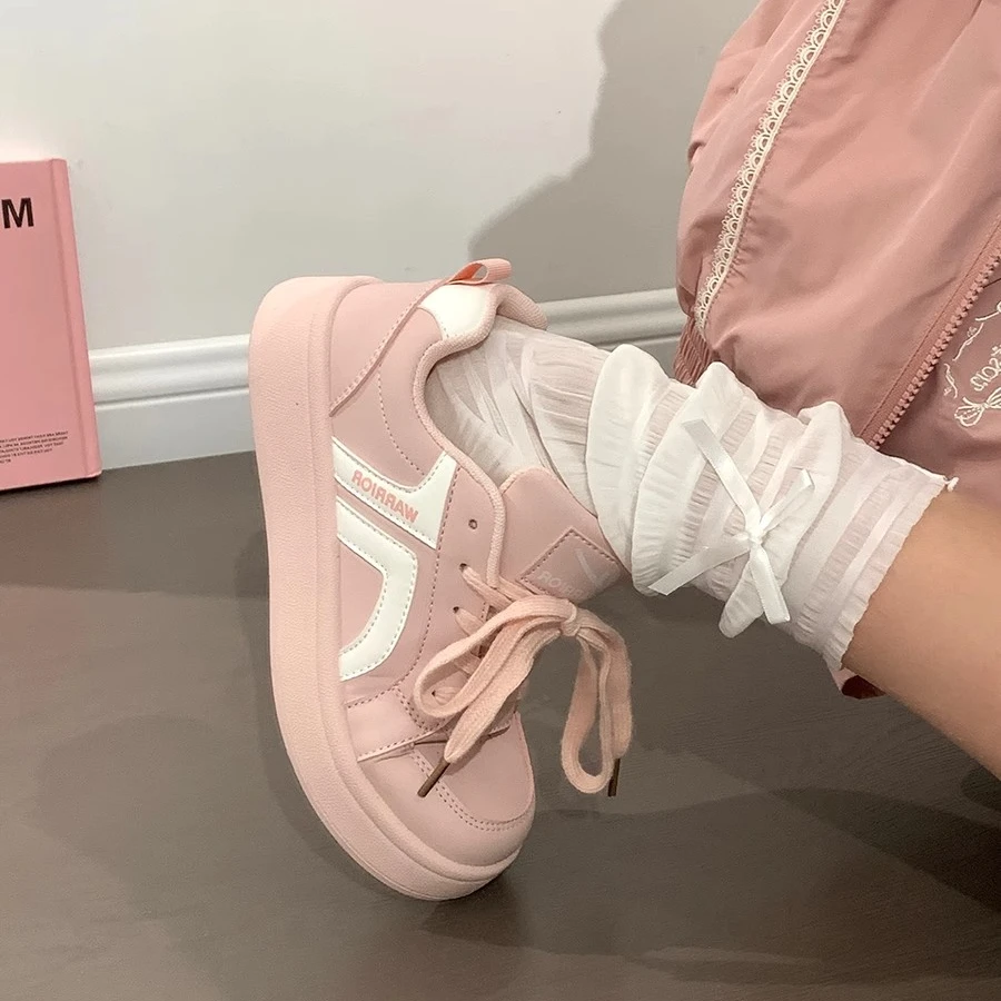 回力粉色厚底板鞋女款2025新款原创学生运动鞋小众不撞款百搭鞋子