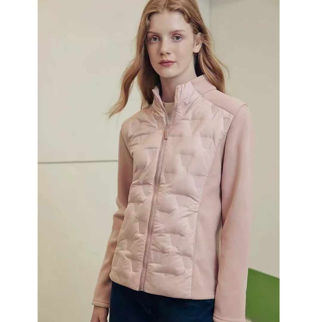 8829-航天小蛮腰羽绒服修身立领防风外套（藕粉）