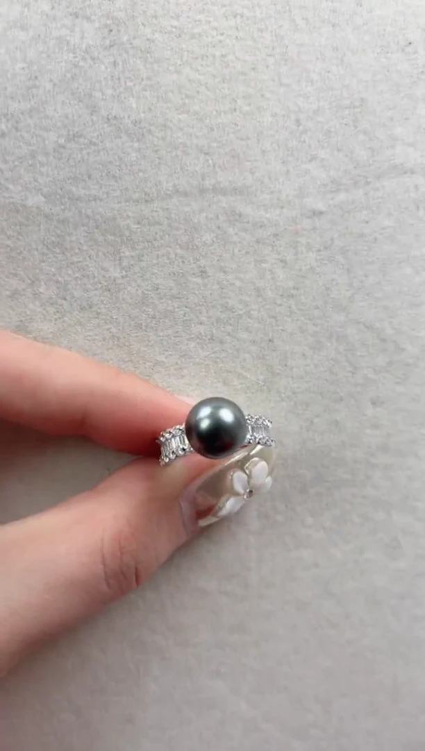 银S925镶嵌戒指海水珍珠q484