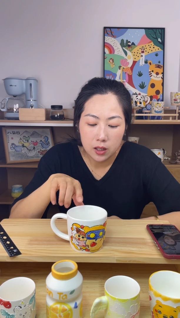 杯子景德镇高温釉下彩陶瓷手绘卡通创意设计