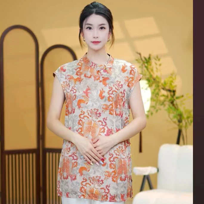 2025夏季新款香云纱新中式女装复古时尚老钱风女士上衣夏季新款女