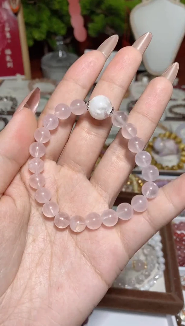 【闪购商品】水晶手串未镶嵌粉晶搭配雪花幽灵